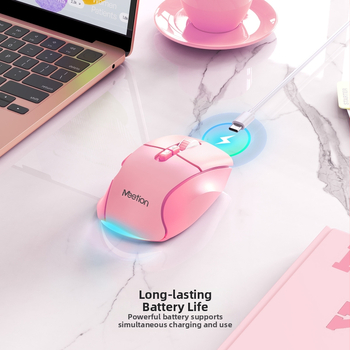 Meetion Mouse de birou fără fir cu 3 moduri, ergonomic, Bluetooth și 2.4G, 7 butoane, DPI 800/1200/1600/2400, Model BTM001