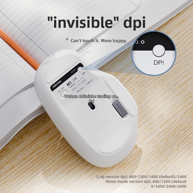 Inphic M1 втора генерация безжична мишка – тиха работа, USB-C презареждане, ергономичен дизайн, 2.4 GHz
