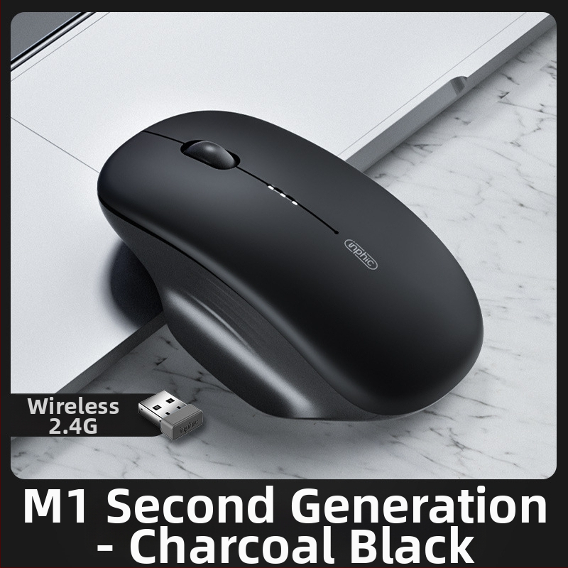 Inphic M1 втора генерация безжична мишка – тиха работа, USB-C презареждане, ергономичен дизайн, 2.4 GHz