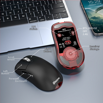 Herná myš s 24000 DPI, trojrežimová konektivita (drôtová, 2,4 GHz, Bluetooth), makro-programovateľná, 6 tlačidiel