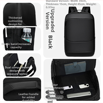 Batoh na obchodné cestovanie s veľkou kapacitou 36–55 L, vhodný pre 14-palcový notebook, skladací, s zakriveným ramenným popruhom