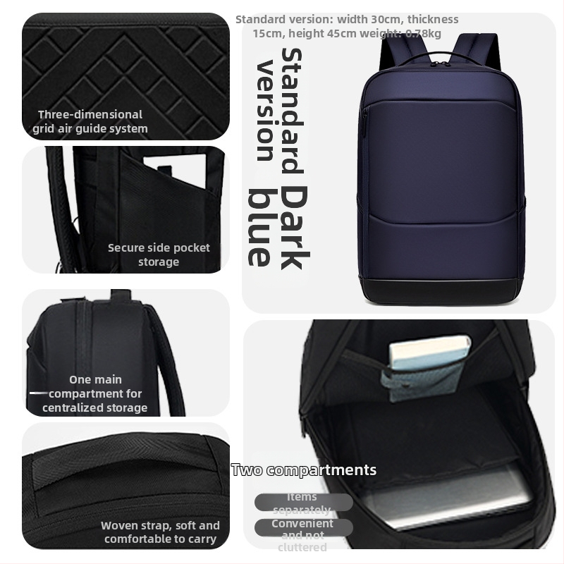 Batoh na obchodné cestovanie s veľkou kapacitou 36–55 L, vhodný pre 14-palcový notebook, skladací, s zakriveným ramenným popruhom