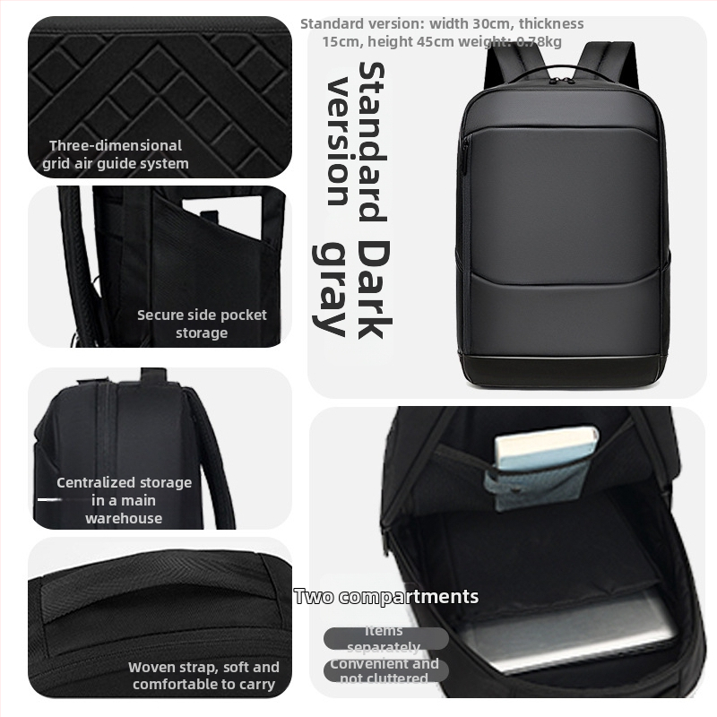 Batoh na obchodné cestovanie s veľkou kapacitou 36–55 L, vhodný pre 14-palcový notebook, skladací, s zakriveným ramenným popruhom