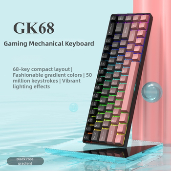 GK68 mehanička tipkovnica, žično i Bluetooth bežično povezivanje, RGB pozadinsko osvjetljenje, vodootporna konstrukcija, ABS kućište