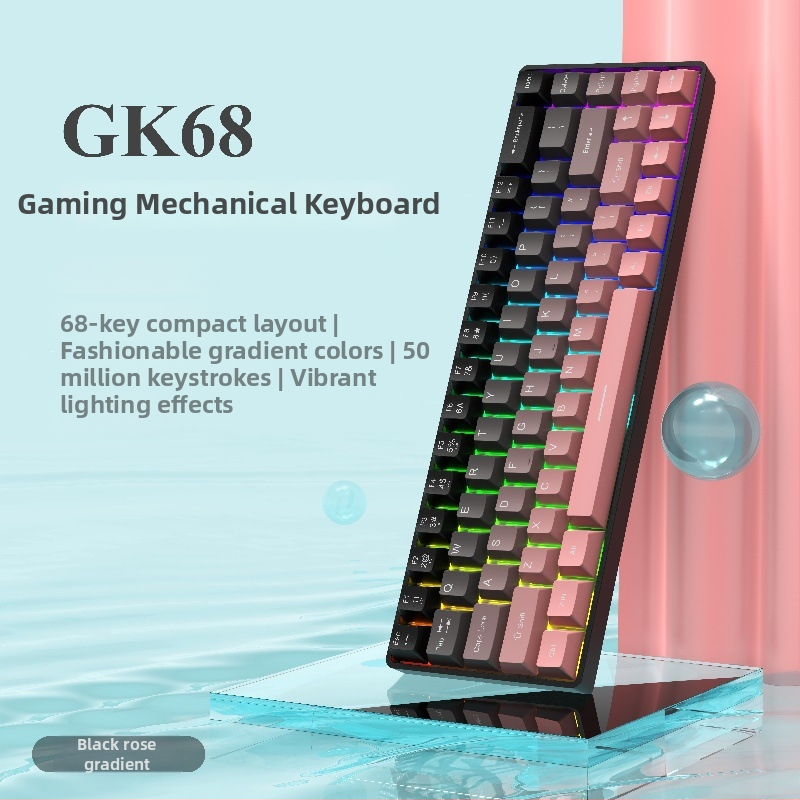 GK68 mehanička tipkovnica, žično i Bluetooth bežično povezivanje, RGB pozadinsko osvjetljenje, vodootporna konstrukcija, ABS kućište