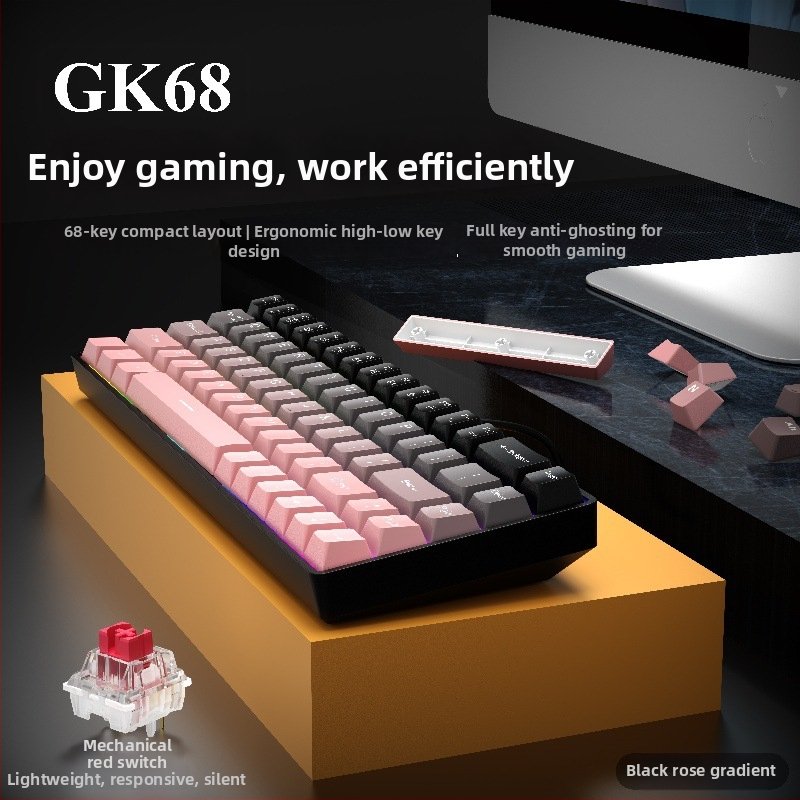 GK68 mehanička tipkovnica, žično i Bluetooth bežično povezivanje, RGB pozadinsko osvjetljenje, vodootporna konstrukcija, ABS kućište