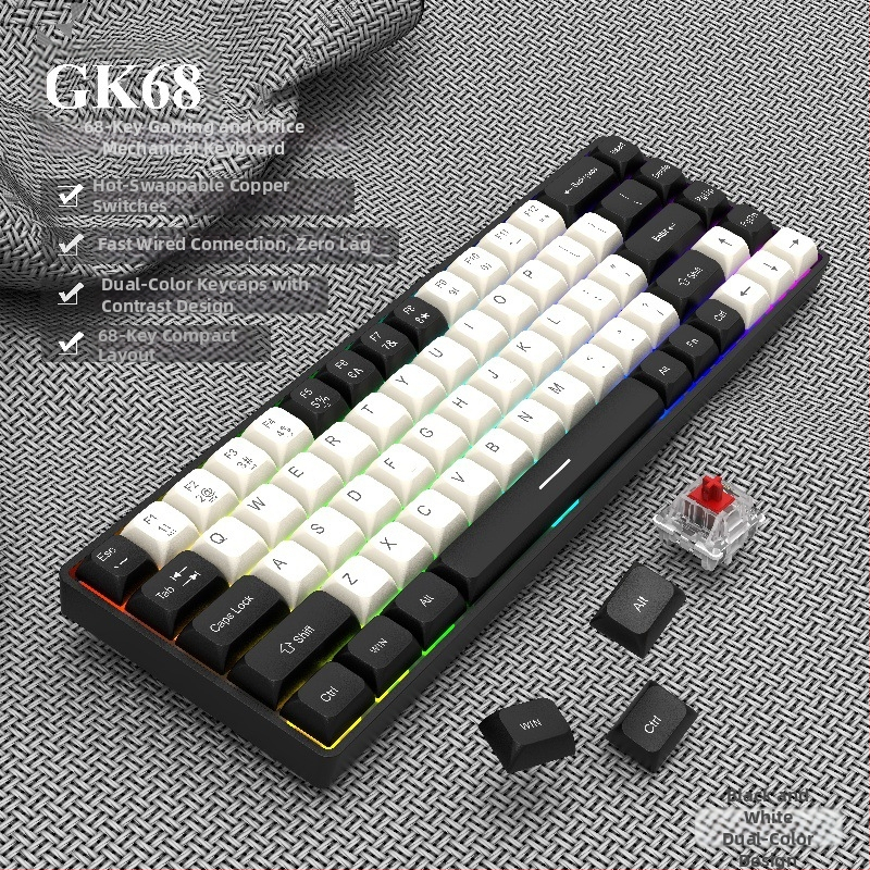GK68 mehanička tipkovnica, žično i Bluetooth bežično povezivanje, RGB pozadinsko osvjetljenje, vodootporna konstrukcija, ABS kućište