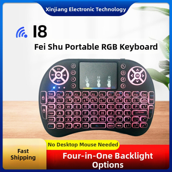 Bezdrôtová mini podsvietená klávesnica s air-mouse (i8) – USB, dosah 10 m, 2000 dpi