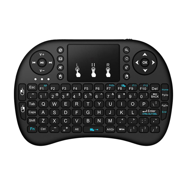 Безжична мини клавиатура с подсветка и въздушна мишка дистанционно управление (i8) – USB интерфейс, обхват 10 m, 2000 dpi