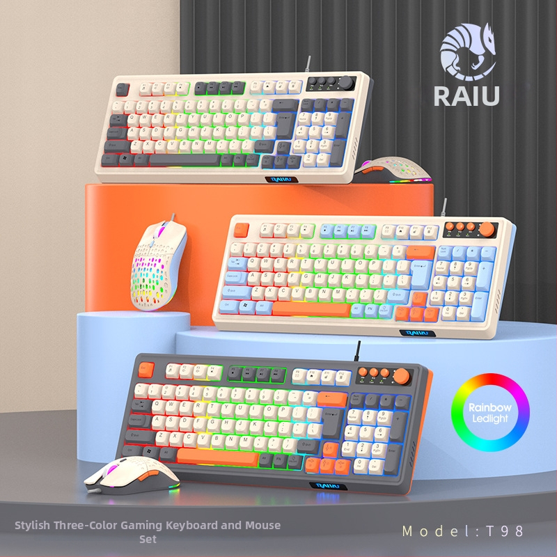 T98 káblový set klávesnice a myši, USB, 1600dpi optický senzor, ergonomický, vodotesný, možnosť súkromnej značky