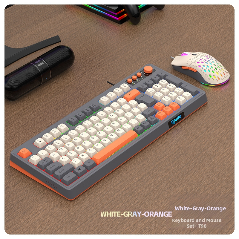T98 káblový set klávesnice a myši, USB, 1600dpi optický senzor, ergonomický, vodotesný, možnosť súkromnej značky