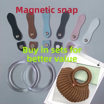 Χειροποίητο αξεσουάρ για τσάντες - μαγνητικό δερμάτινο κούμπωμα, κυκλικό διαφανές στοιχείο, πλεκτό υλικό με κοχύλι