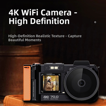 All-in-One 4K Skaitmeninė kamera su CMOS jutikliu, dvigubas ekranas 3.54in/1.54in, Wi‑Fi, naktinis matymas