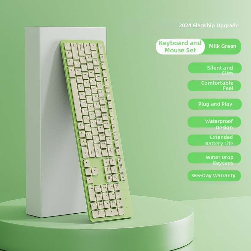 Ultra tenký bezdrôtový set klávesnice a myši – tiché písanie, univerzálna kompatibilita, PBT plast