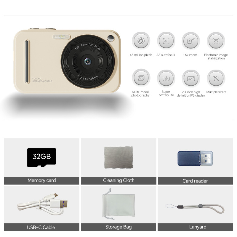 Cameră digitală X5 – compact portabil cu senzor CCD 24M+, senzor 1/2.7 inch, zoom optic 16x, stabilizare dublă a imaginii