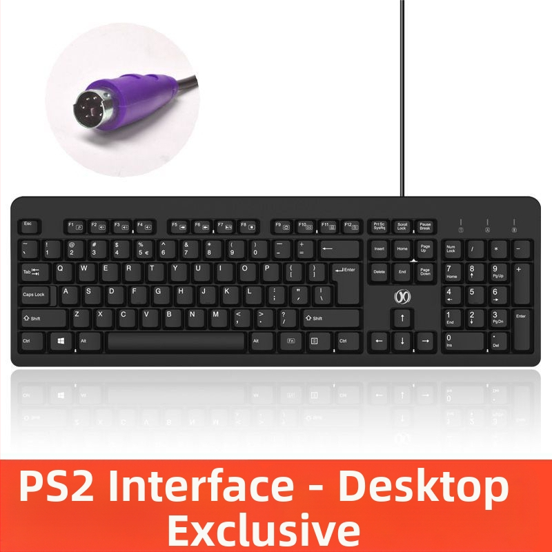 Káblová klávesnica pre stolný počítač a notebook s PS/2 a USB rozhraniami, určená pre kanceláriu a hranie