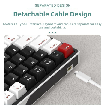 68-klávesová mechanická klávesnica, hot-swappable, káblové pripojenie, lineárny spínač, bez podsvietenia