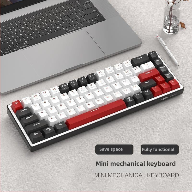 68-klávesová mechanická klávesnica, hot-swappable, káblové pripojenie, lineárny spínač, bez podsvietenia