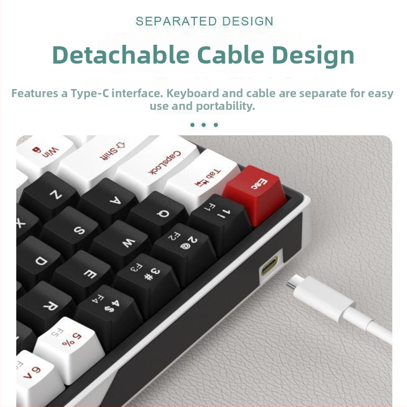 68-klávesová mechanická klávesnica, hot-swappable, káblové pripojenie, lineárny spínač, bez podsvietenia