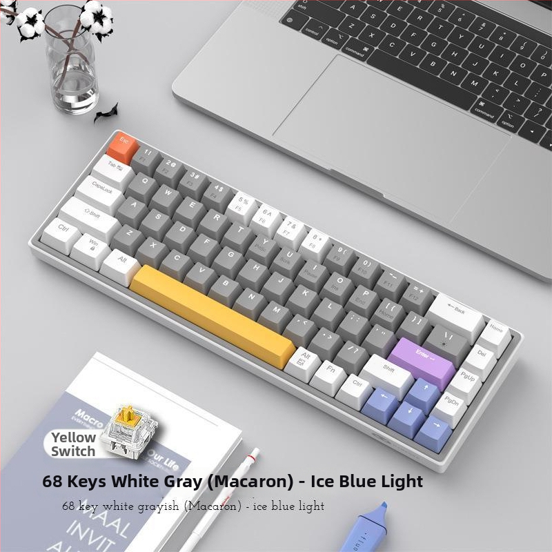 68-klávesová mechanická klávesnica, hot-swappable, káblové pripojenie, lineárny spínač, bez podsvietenia