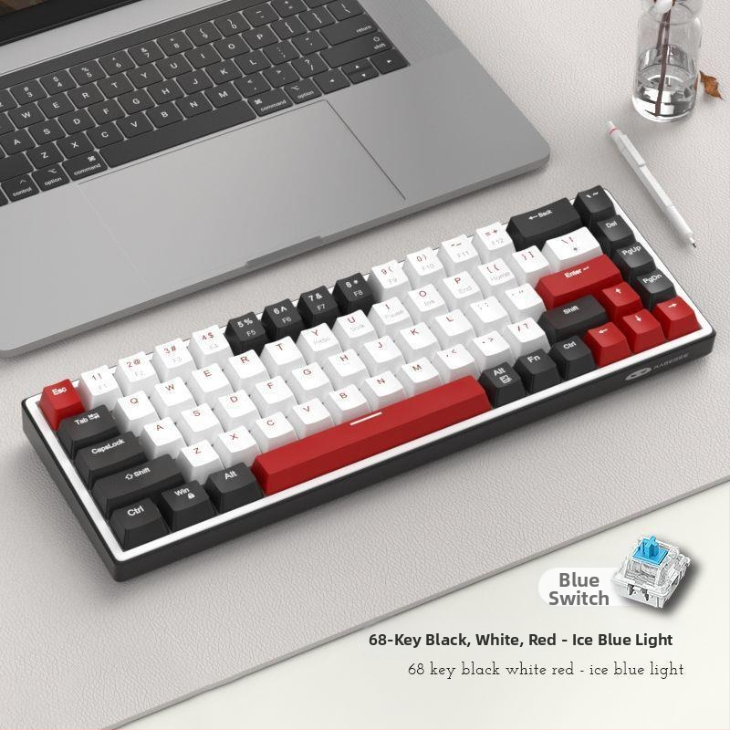 68-klávesová mechanická klávesnica, hot-swappable, káblové pripojenie, lineárny spínač, bez podsvietenia