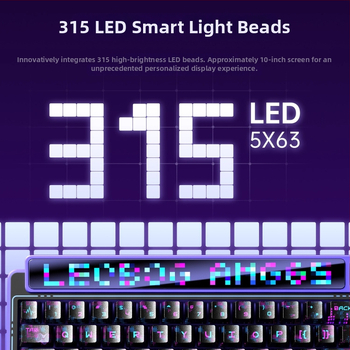Leobog Amg65 mehanička tipkovnica s pametnim zaslonom, 67 tipki, tri načina bežične povezivosti (Bluetooth, USB-C, 2.4G), zamjenjivi Jasper prekidači, RGB osvjetljenje