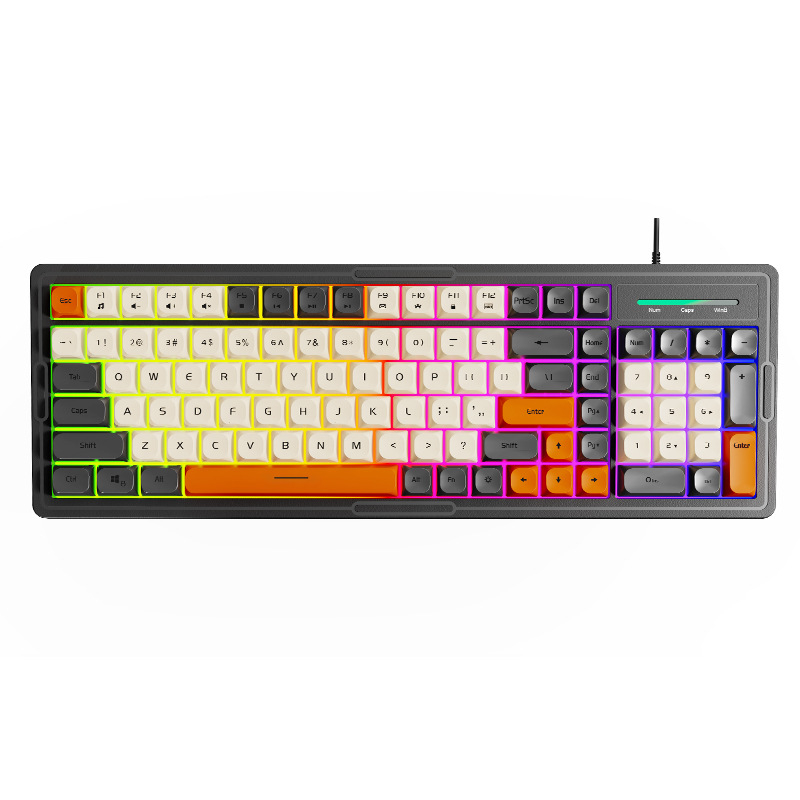 Σετ πληκτρολόγιο και ποντίκι με οπίσθιο φωτισμό, 101 πλήκτρα, Πράσινοι διακόπτες αξόνων, Καλώδιο 1.5 m, αδιάβροχο