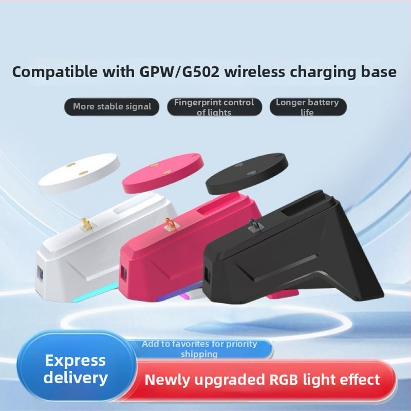 Магнитна зарядна база за Logitech G502/G903 с USB докинг станция, жично USB свързване, кабел 1.5 м; включва зарядна база, заряден модул, кабел за данни и ръководство