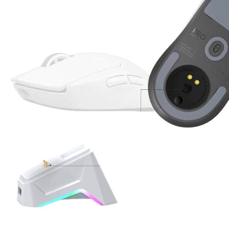 Магнитна зарядна база за Logitech G502/G903 с USB докинг станция, жично USB свързване, кабел 1.5 м; включва зарядна база, заряден модул, кабел за данни и ръководство