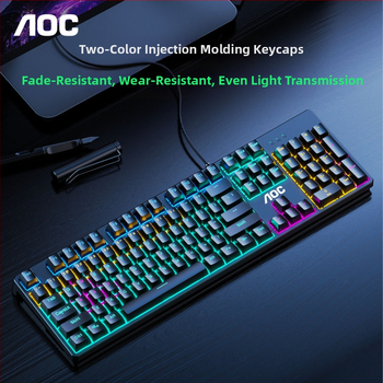 AOC GK410 mechanická klávesnica pre hry, 104 kláves, káblová, mechanické spínače, kovová konštrukcia, podsvietenie