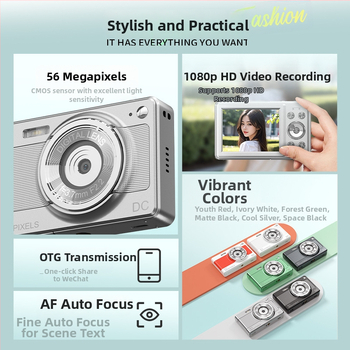 CCD digitálny fotoaparát s automatickým zaostrovaním — 56 MP, 16x optický zoom, priorita tváre, elektronická stabilizácia obrazu, USB 2.0