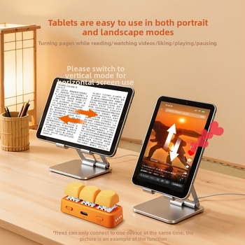 Hanlin Reading Free3 Πληκτρολόγιο ανάγνωσης ηλεκτρονικών βιβλίων με γυρισμό σελίδων, Bluetooth μηχανικό πληκτρολόγιο με 3 κουμπιά, Κόκκινος άξονας, RGB οπισθοφωτισμός, ABS περίβλημα