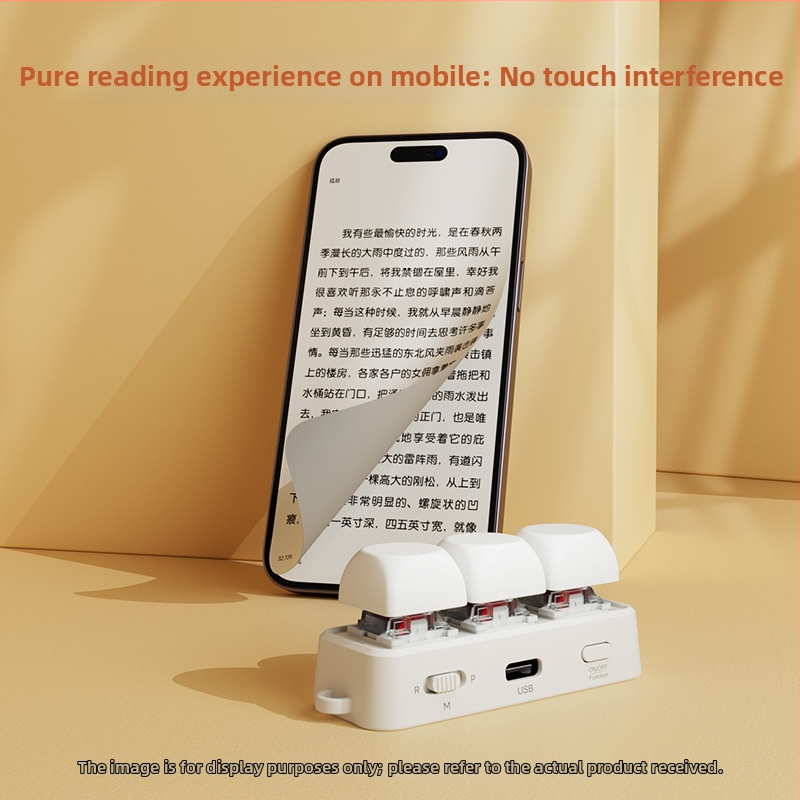 Hanlin Reading Free3 Πληκτρολόγιο ανάγνωσης ηλεκτρονικών βιβλίων με γυρισμό σελίδων, Bluetooth μηχανικό πληκτρολόγιο με 3 κουμπιά, Κόκκινος άξονας, RGB οπισθοφωτισμός, ABS περίβλημα