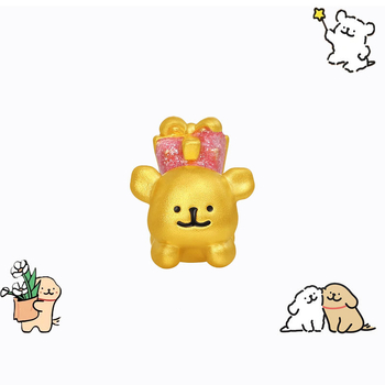 Bead pentru brățară cu cățeluș desen animat — Aur alluvial, placare 24K, electroplacare, unisex, Primăvara 2025