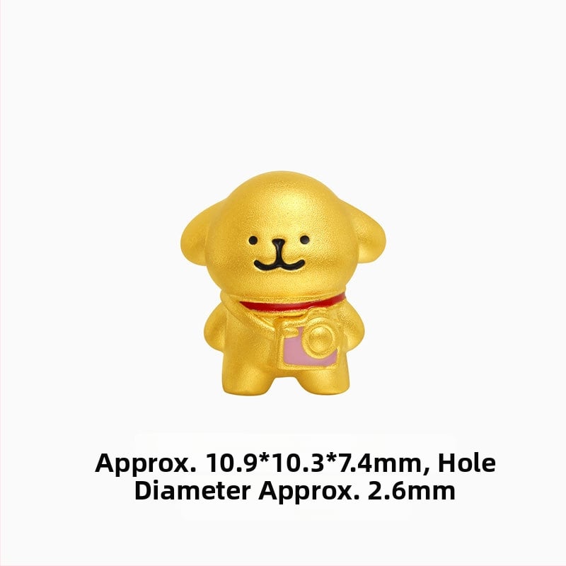 Bead pentru brățară cu cățeluș desen animat — Aur alluvial, placare 24K, electroplacare, unisex, Primăvara 2025