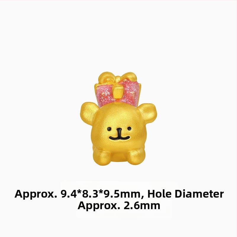 Bead pentru brățară cu cățeluș desen animat — Aur alluvial, placare 24K, electroplacare, unisex, Primăvara 2025