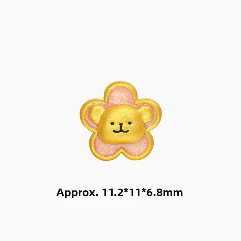 Bead pentru brățară cu cățeluș desen animat — Aur alluvial, placare 24K, electroplacare, unisex, Primăvara 2025