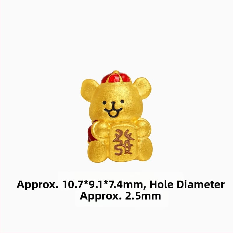 Bead pentru brățară cu cățeluș desen animat — Aur alluvial, placare 24K, electroplacare, unisex, Primăvara 2025