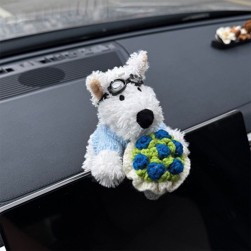 Λούτρινο διακοσμητικό αυτοκινήτου με West Highland White Terrier, μοντέρνο στυλ, μάρκα Shuai hao, μοντέλο γενικής χρήσης