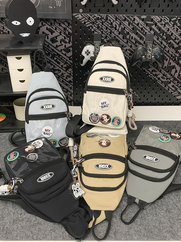 Nylon keresztpántos táska cipzárral, puha belsővel, poliészter béléssel, telefonzseb