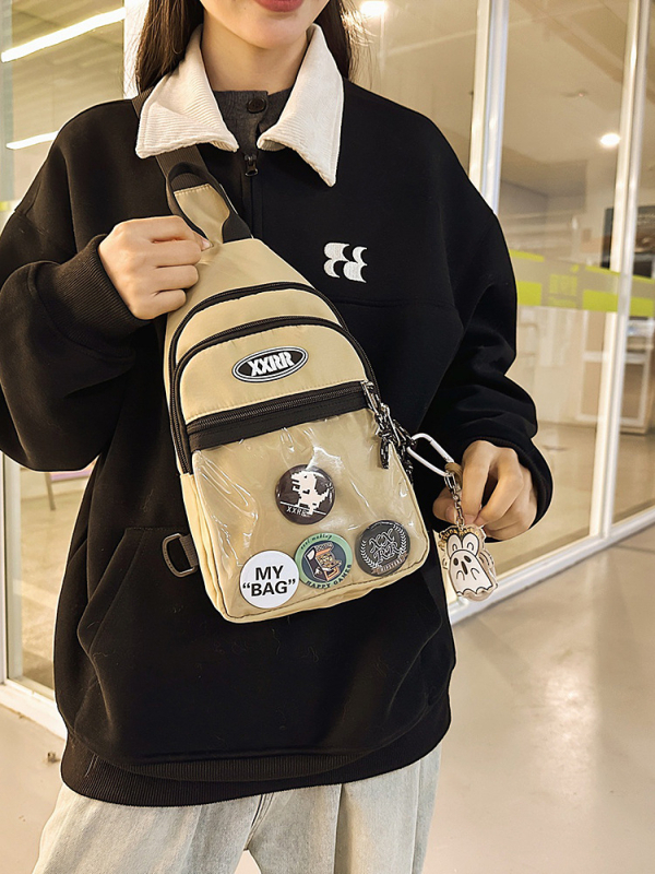 Nylon keresztpántos táska cipzárral, puha belsővel, poliészter béléssel, telefonzseb