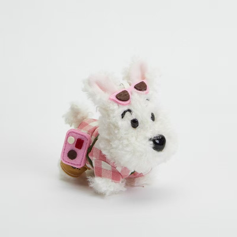 Плюшена висулка за чанта с кученце, стил детска карикатура, животински принт, материал Velvet, Пролет 2025.