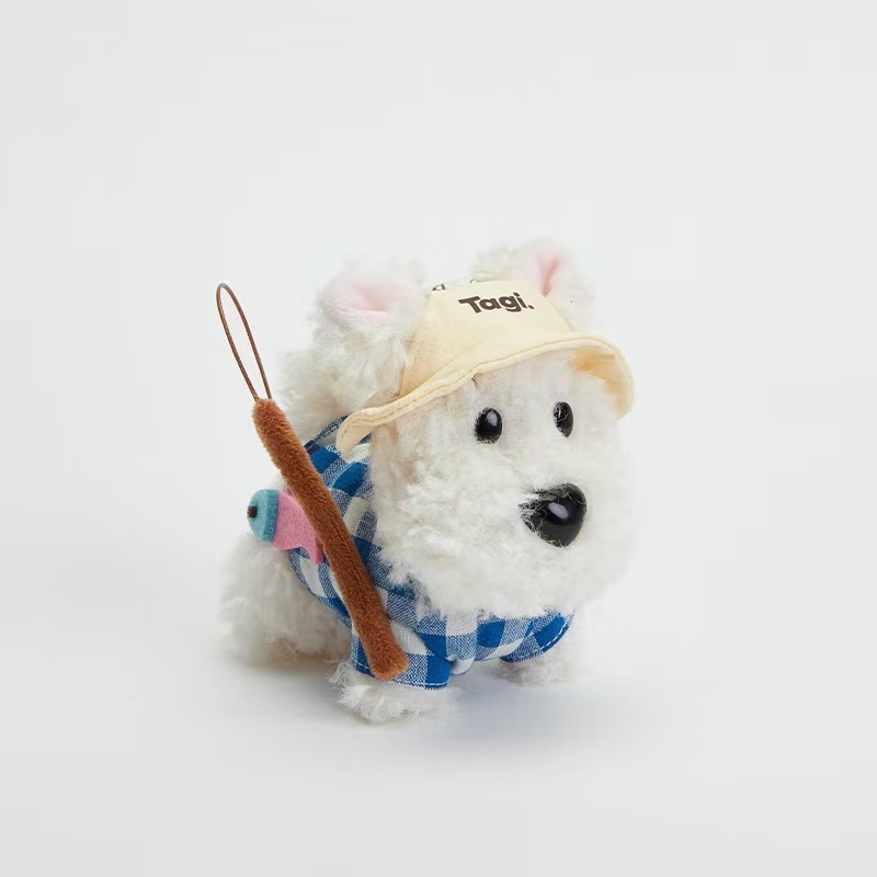 Плюшена висулка за чанта с кученце, стил детска карикатура, животински принт, материал Velvet, Пролет 2025.