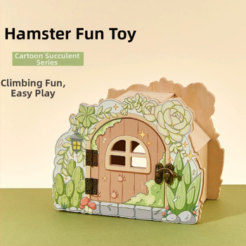 Ξύλινο σπίτι για χάμστερ με σκάλα φωλιάς, πλατφόρμα παρατήρησης, γέφυρα και κρυψώνα
