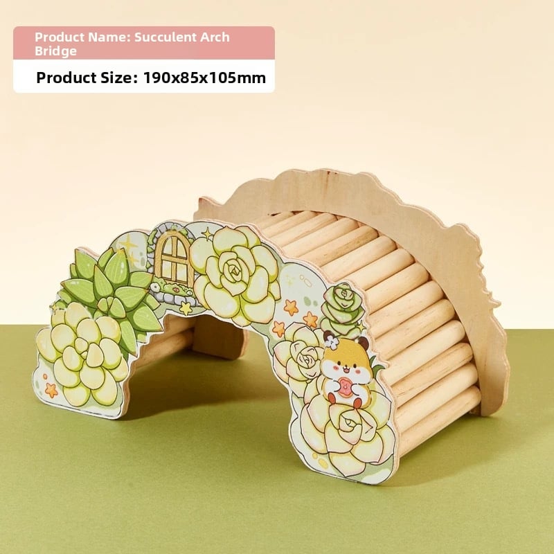 Ξύλινο σπίτι για χάμστερ με σκάλα φωλιάς, πλατφόρμα παρατήρησης, γέφυρα και κρυψώνα