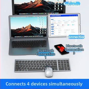Bežični set tipkovnice i miša s Bluetoothom s dvostrukim načinom — izrazito tanak, tih rad, 1600 DPI, USB i Bluetooth sučelja, vodootporan, ergonomski