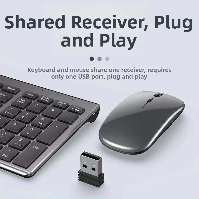 Bežični set tipkovnice i miša s Bluetoothom s dvostrukim načinom — izrazito tanak, tih rad, 1600 DPI, USB i Bluetooth sučelja, vodootporan, ergonomski