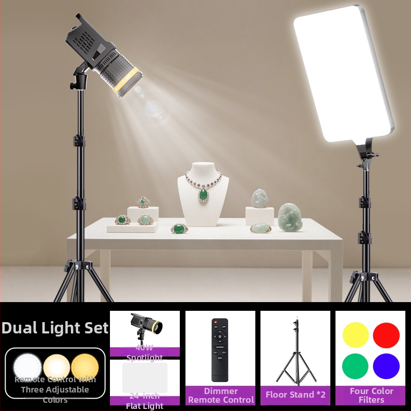 Lumină LED pentru fotografierea bijuteriilor, trei temperaturi de culoare, 10–50W, 220V, montare verticală