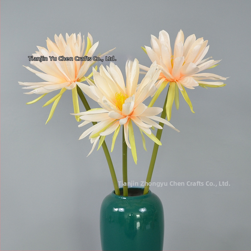 Umelý Epiphyllum kvet s jednou vetvou, rekvizita na fotografovanie, svadbu a domovú výzdobu; Materiál: hodvábne kvety; Spracovanie: styling, reliéf; Model 18904525367
