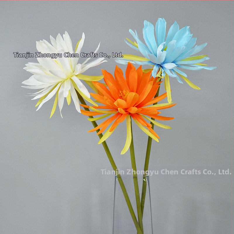 Umelý Epiphyllum kvet s jednou vetvou, rekvizita na fotografovanie, svadbu a domovú výzdobu; Materiál: hodvábne kvety; Spracovanie: styling, reliéf; Model 18904525367